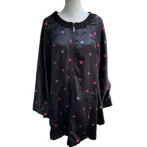 Melissa McCarthy‎ x Seven Blck Reversible Zipper Cape Poncho Satin Lipstick Kiss